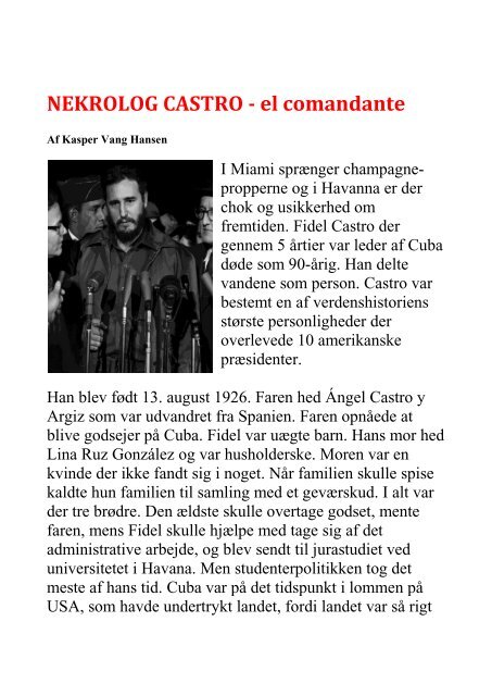 Nekrolog Castro - el comandante