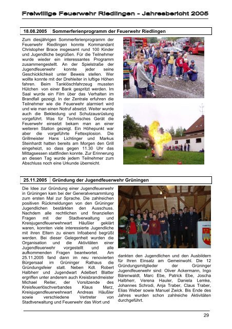 Jahresbericht 2005 - Feuerwehr Riedlingen