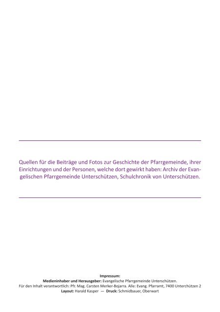 150 Jahre Geschichte Evangelische Kirche Unterschützen