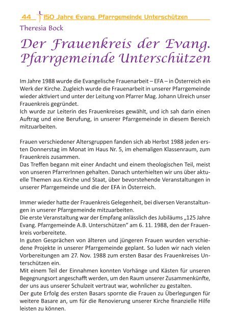 150 Jahre Geschichte Evangelische Kirche Unterschützen