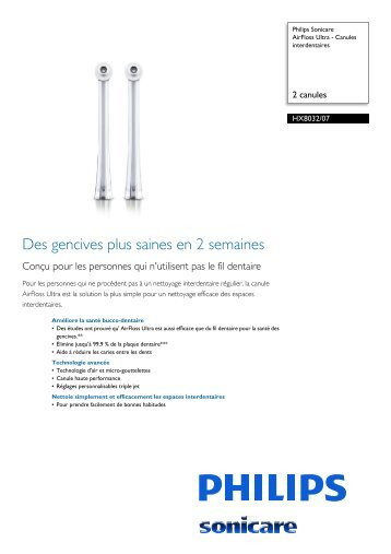 Philips Sonicare AirFloss Ultra - Canules interdentaires - Fiche Produit - FRA