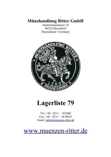 Lagerliste 79 www.muenzen-ritter.de - Münzhandlung Ritter GmbH