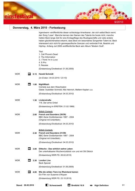 Programmwoche 9/2010 - Das Programm der ARD