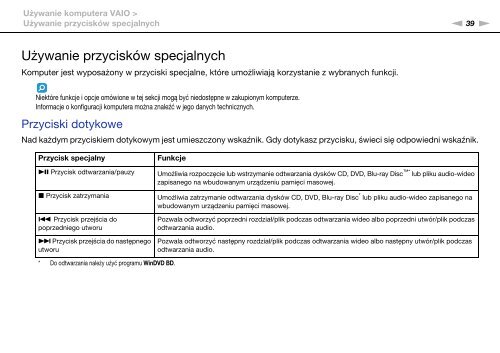 Sony VPCF22S8E - VPCF22S8E Istruzioni per l'uso Polacco