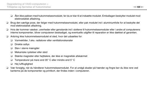Sony VPCF22S8E - VPCF22S8E Istruzioni per l'uso Danese