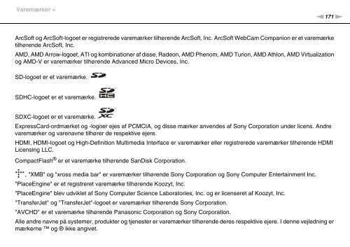 Sony VPCF22S8E - VPCF22S8E Istruzioni per l'uso Danese