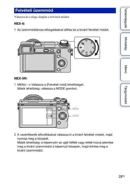 Sony NEX-5R - NEX-5R Guida all&rsquo;uso Ungherese