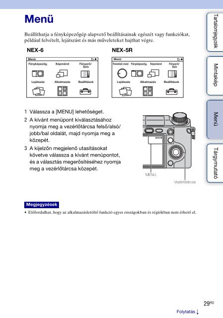 Sony NEX-5R - NEX-5R Guida all&rsquo;uso Ungherese