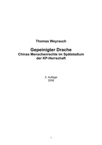 Thomas Weyrauch Gepeinigter Drache Chinas Menschenrechte im ...