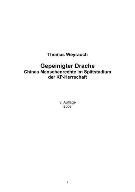 Thomas Weyrauch Gepeinigter Drache Chinas Menschenrechte im ...