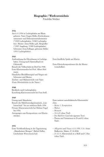Biografie und Werkverzeichnis (aus 'Begegnungen mit ... - Klassika