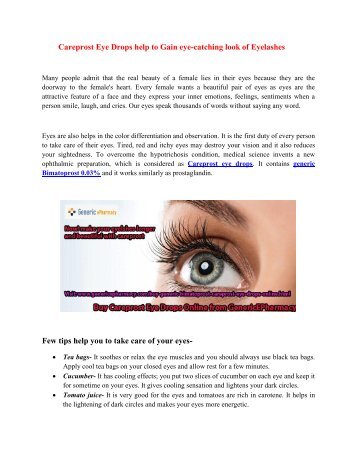 Buy Careprost Eye Drops Online @GenericEPharmacy