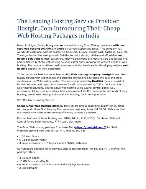 The Leading Hosting Service Provider Hostgiri Com Introducing Images, Photos, Reviews