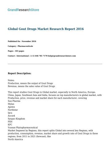 Global Gout Drugs Market Research Report 2016