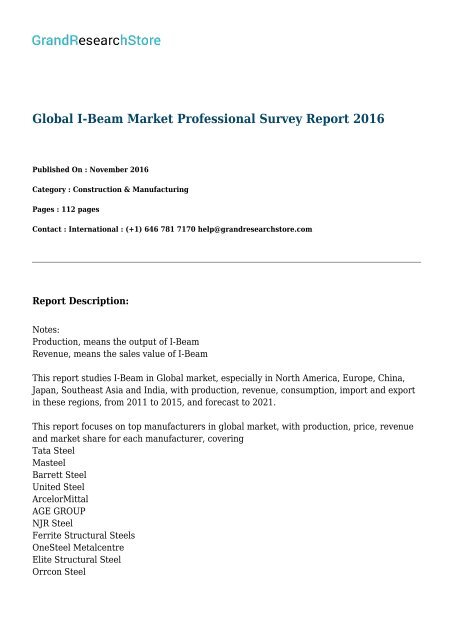 global-i-beam-market-professional-survey-report-2016-grandresearchstore