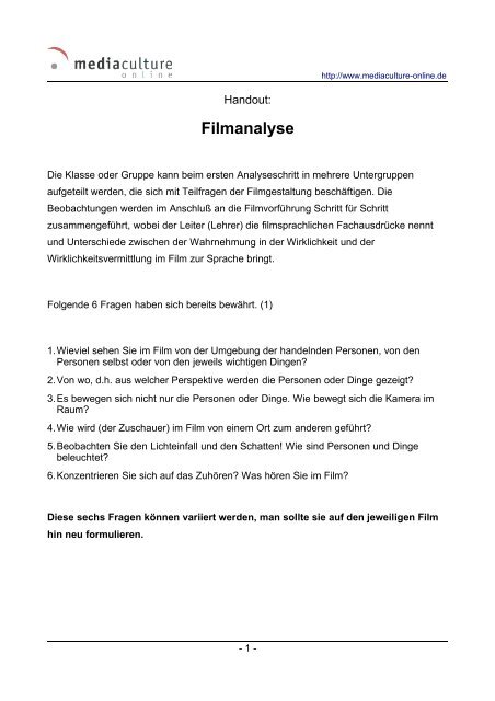 Filmanalyse - Mediaculture online