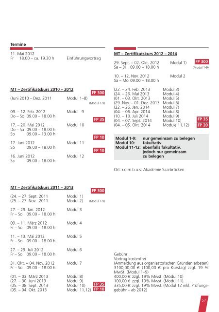 SEMINARE - rombus Akademie Saarbrücken