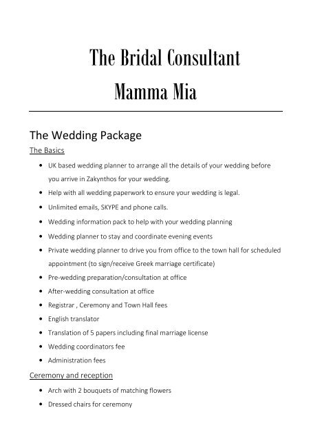 12 Prices Zante Mamma Mia Wedding And Reception 2017