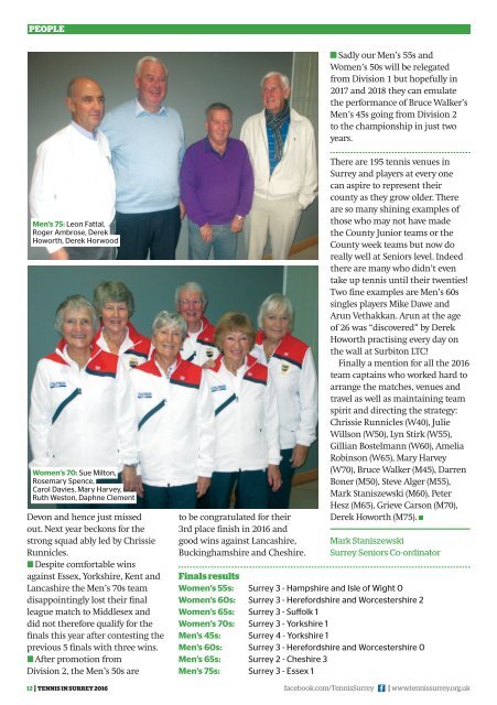 Tennis in Surrey Magazine 2016