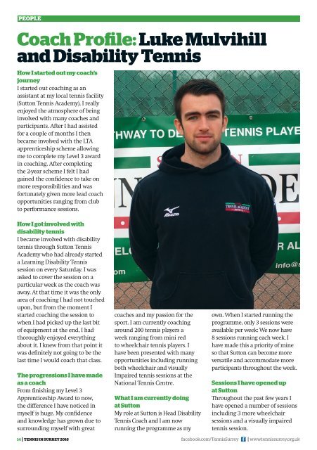 Tennis in Surrey Magazine 2016