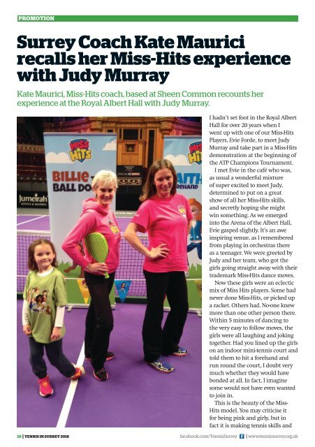 Tennis in Surrey Magazine 2016