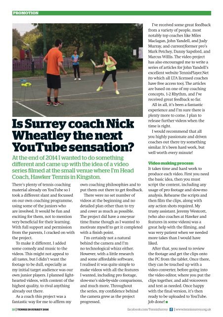 Tennis in Surrey Magazine 2016