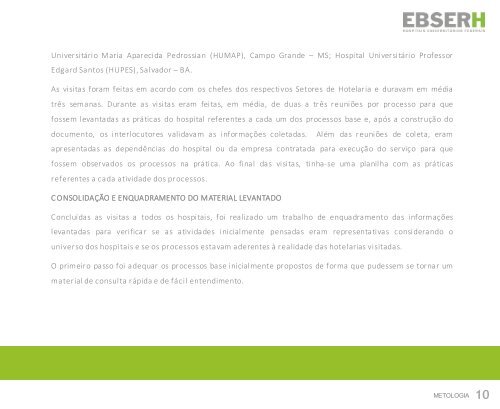 Caderno EBSERH - Hotelaria