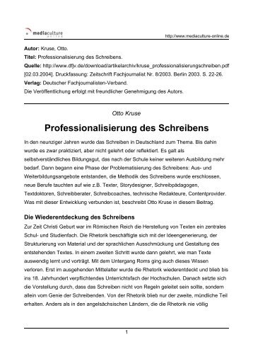 Professionalisierung des Schreibens - Mediaculture online