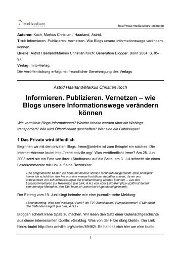 wie Blogs unsere Informationswege verändern können