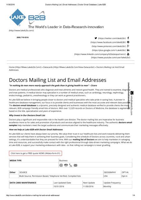 Email list of Doctors