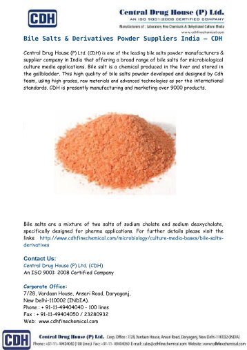 Bile Salts & Derivatives Powder Suppliers India – CDH