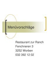 Menüvorschläge Restaurant zur Ranch in Worben