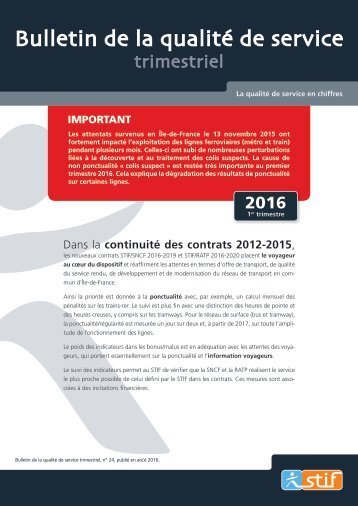 Bulletin de la qualité de service