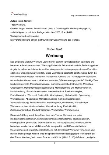 Werbung - Mediaculture online