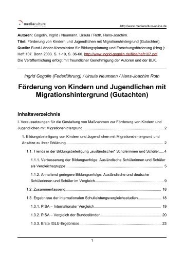 Förderung von Kindern  und Jugendlichen mit Migrationshintergrund ...