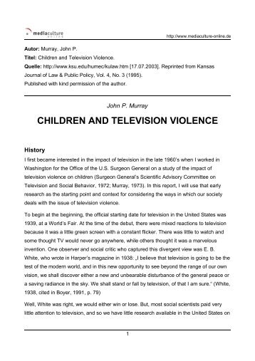Children and Television Violence - Mediaculture online