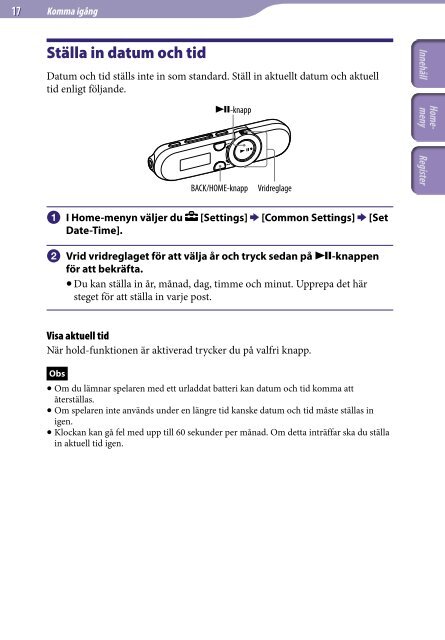 Sony NWZ-B152F - NWZ-B152F Istruzioni per l'uso Svedese