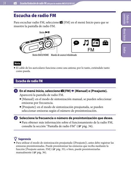 Sony NWZ-B152F - NWZ-B152F Istruzioni per l'uso Spagnolo