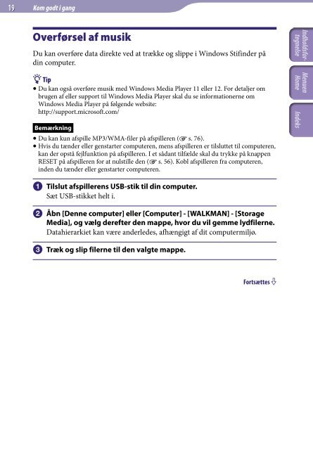 Sony NWZ-B152F - NWZ-B152F Istruzioni per l'uso Danese