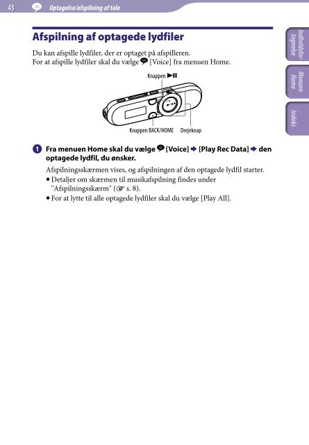 Sony NWZ-B152F - NWZ-B152F Istruzioni per l'uso Danese