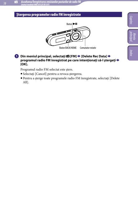 Sony NWZ-B152F - NWZ-B152F Istruzioni per l'uso Rumeno