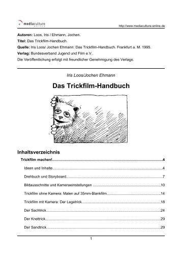 Das Trickfilm-Handbuch Inhaltsverzeichnis - Mediaculture online