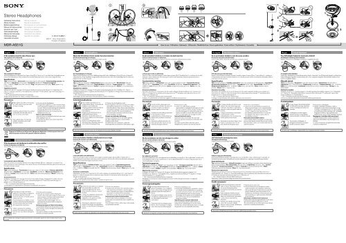 Sony MDR-AS51G - MDR-AS51G Istruzioni per l'uso Inglese