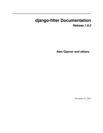 django-filter Documentation