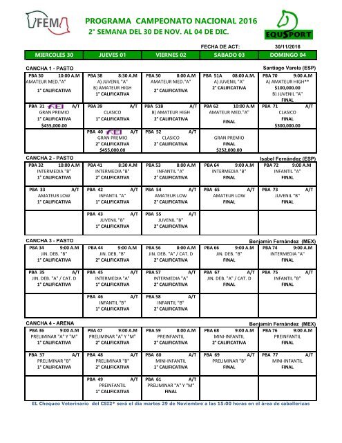 PROGRAMA CAMPEONATO NACIONAL 2016