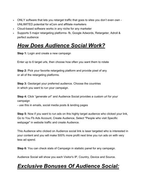 Audience Social review and sneak peek demo