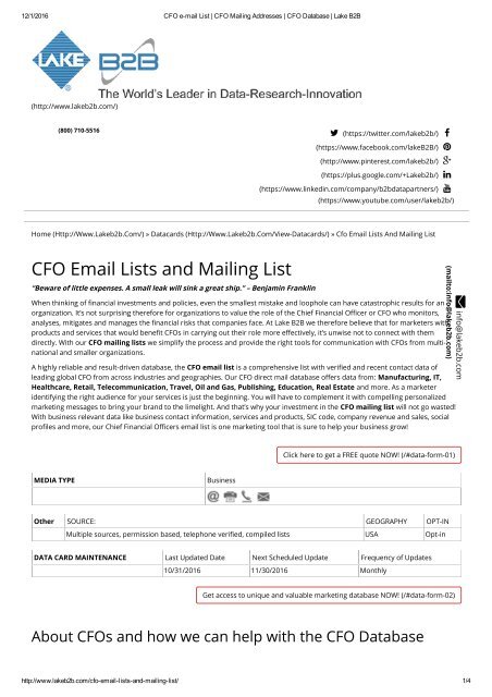 CFO email address lists