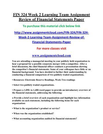 Week 1 financial statement review home
