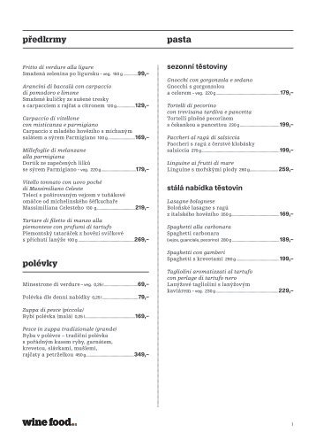 Menu česky