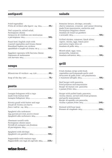 Menu in english